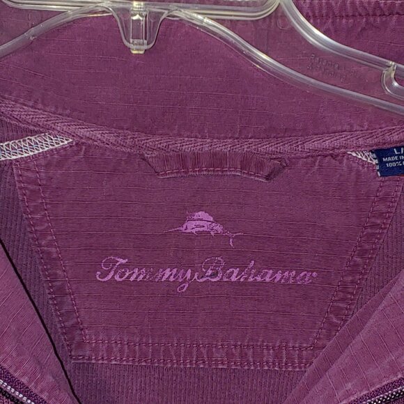 Tommy Bahama Embroidered Logo Quarter Zip-Up Pullover Sweatshirt Size L Merlot - Picture 3 of 6